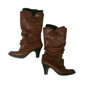 {Aldo} Brown Built-In Topper Heeled Boots